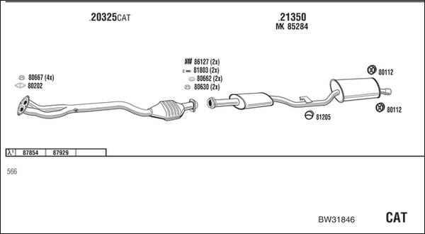 Fonos BW31846 - Система випуску ОГ autozip.com.ua