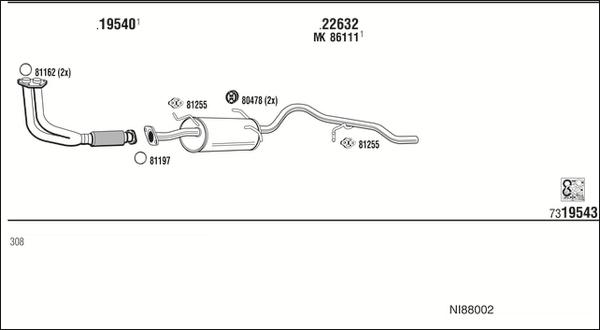 Fonos NI88002 - Система випуску ОГ autozip.com.ua