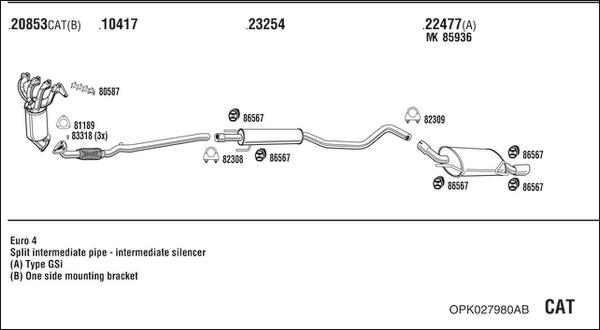 Fonos OPK027980AB - Система випуску ОГ autozip.com.ua