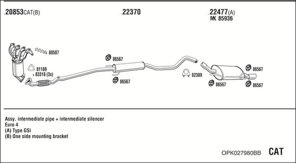 Fonos OPK027980BB - Система випуску ОГ autozip.com.ua