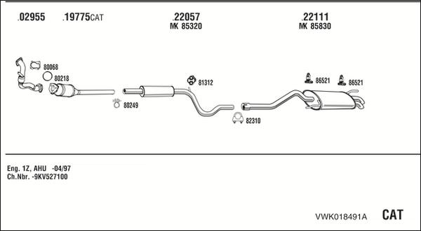 Fonos VWK018491A - Система випуску ОГ autozip.com.ua