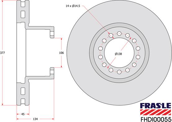 FRAS-LE FHDI00055 - Гальмівний диск autozip.com.ua