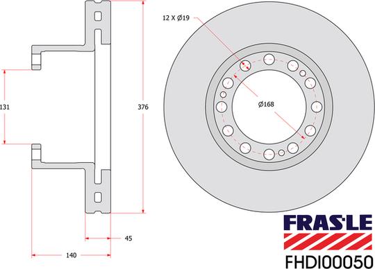 FRAS-LE FHDI00050 - Гальмівний диск autozip.com.ua