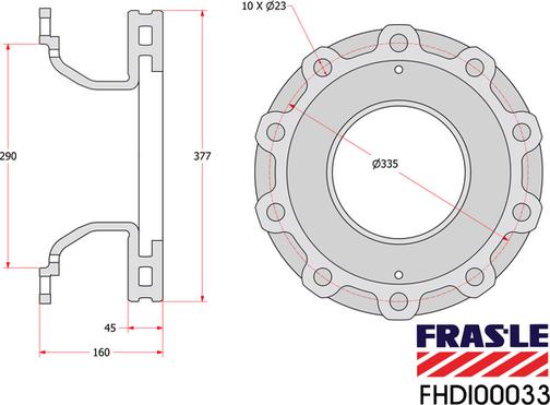 FRAS-LE FHDI00033 - Гальмівний диск autozip.com.ua