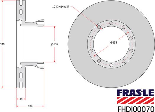 FRAS-LE FHDI00070 - Гальмівний диск autozip.com.ua