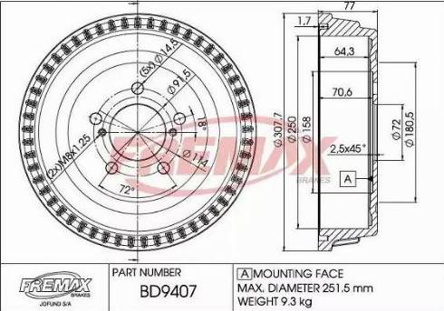 FREMAX BD-9407 - Гальмівний барабан autozip.com.ua