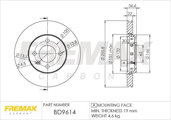 FREMAX BD-9614 - Гальмівний диск autozip.com.ua