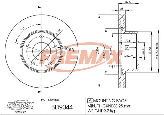 FREMAX BD-9044 - Гальмівний диск autozip.com.ua