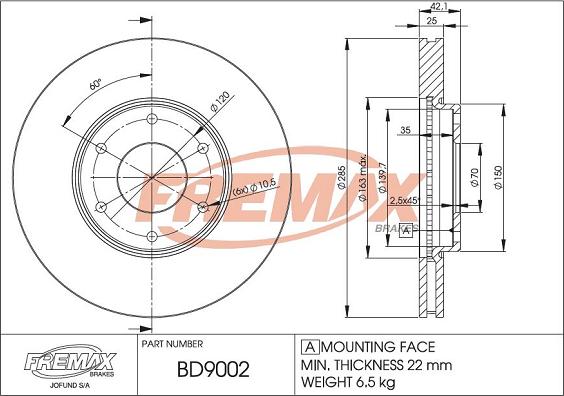 FREMAX BD-9002 - Гальмівний диск autozip.com.ua