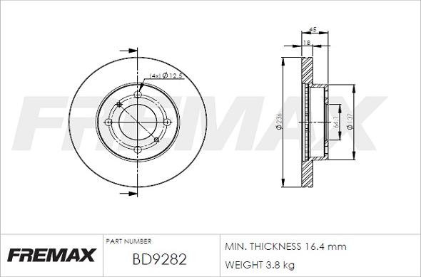 FREMAX BD-9282 - Гальмівний диск autozip.com.ua