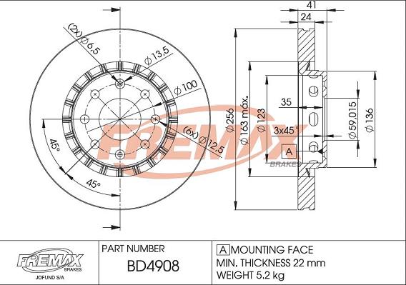 FREMAX BD-4908 - Гальмівний диск autozip.com.ua