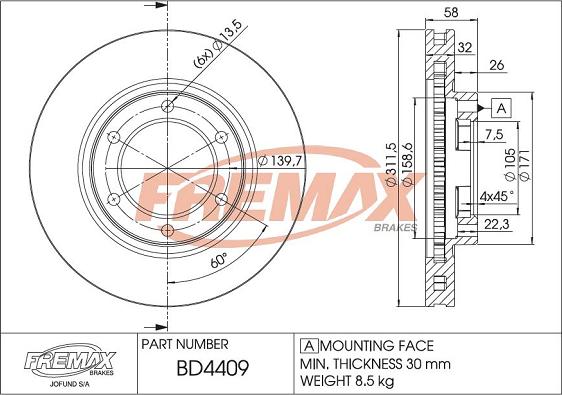 FREMAX BD-4409 - Гальмівний диск autozip.com.ua