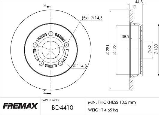 FREMAX BD-4410 - Гальмівний диск autozip.com.ua