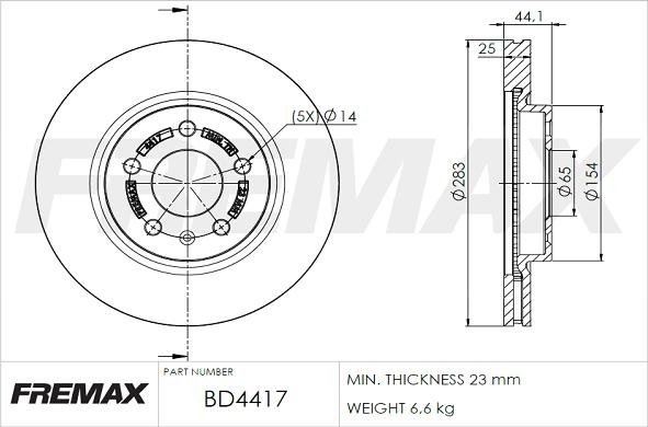 FREMAX BD-4417 - Гальмівний диск autozip.com.ua