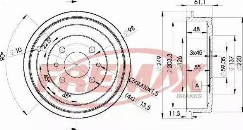 FREMAX BD-4593 - Гальмівний барабан autozip.com.ua