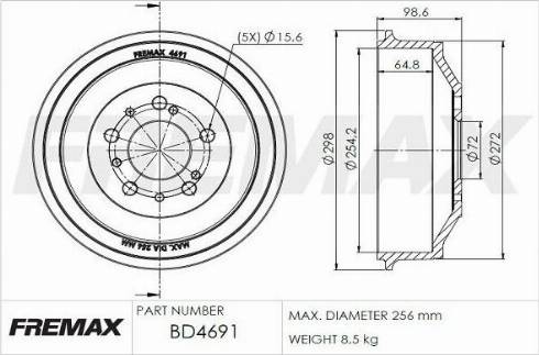 FREMAX BD-4691 - Гальмівний барабан autozip.com.ua