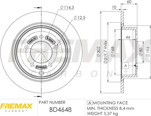 FREMAX BD-4648 - Гальмівний диск autozip.com.ua