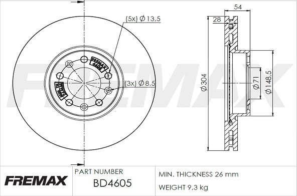 FREMAX BD-4605 - Гальмівний диск autozip.com.ua