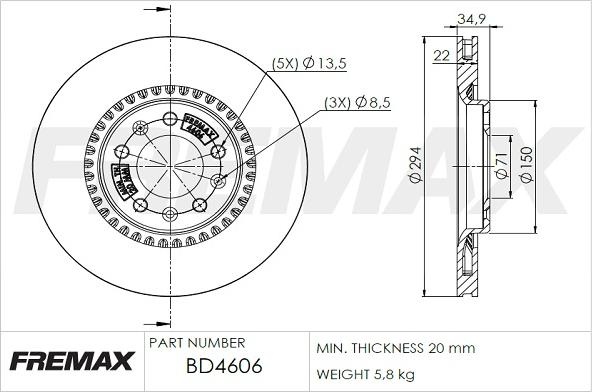 FREMAX BD-4606 - Гальмівний диск autozip.com.ua