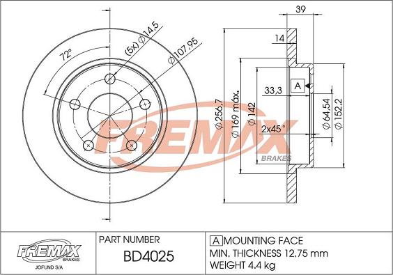 FREMAX BD-4025 - Гальмівний диск autozip.com.ua