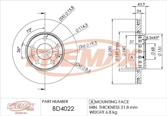 FREMAX BD-4022 - Гальмівний диск autozip.com.ua