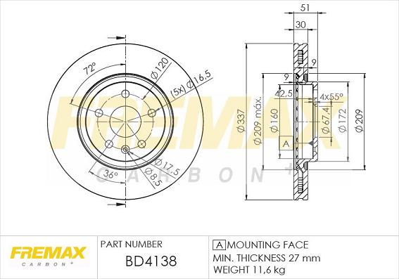 FREMAX BD-4138 - Гальмівний диск autozip.com.ua