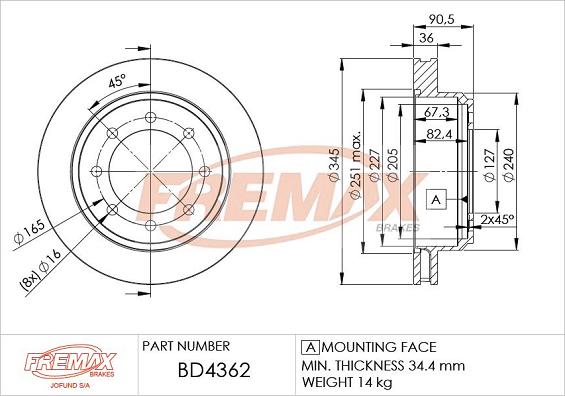 FREMAX BD-4362 - Гальмівний диск autozip.com.ua