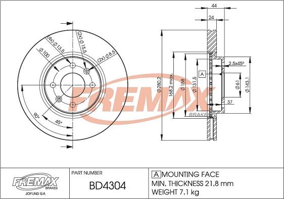 FREMAX BD-4304 - Гальмівний диск autozip.com.ua