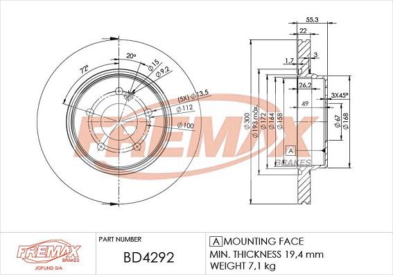 FREMAX BD-4292 - Гальмівний диск autozip.com.ua