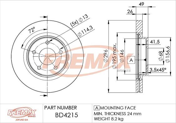 FREMAX BD-4215 - Гальмівний диск autozip.com.ua