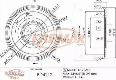 FREMAX BD-4212 - Гальмівний барабан autozip.com.ua