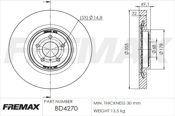 FREMAX BD-4270 - Гальмівний диск autozip.com.ua