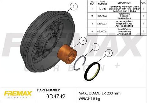 FREMAX BD-4742-KT - Гальмівний барабан autozip.com.ua