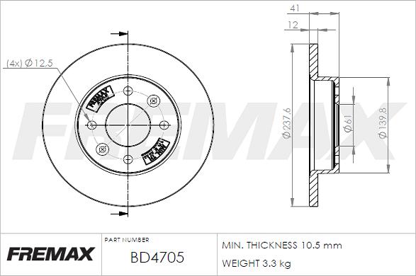 FREMAX BD-4705 - Гальмівний диск autozip.com.ua