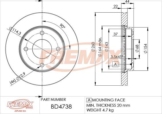 FREMAX BD-4738 - Гальмівний диск autozip.com.ua