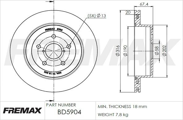 FREMAX BD-5904 - Гальмівний диск autozip.com.ua