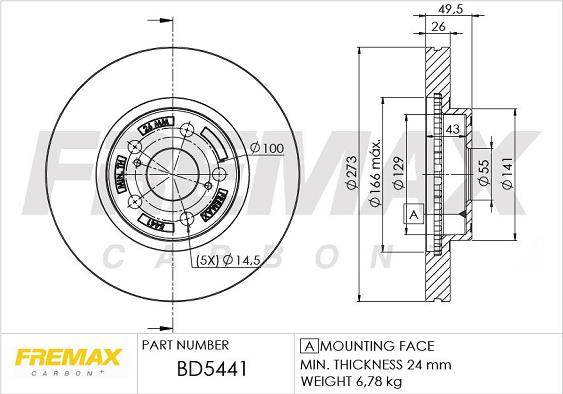FREMAX BD-5441 - Гальмівний диск autozip.com.ua