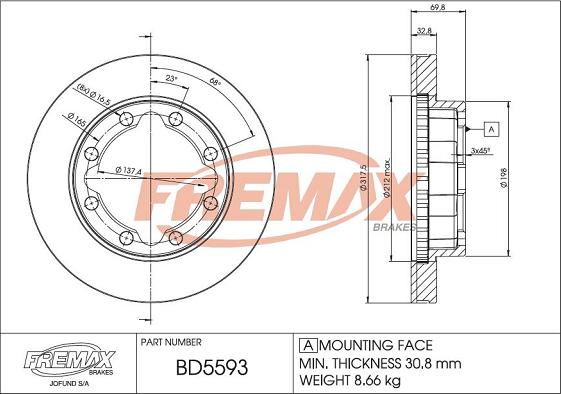 FREMAX BD-5593 - Гальмівний диск autozip.com.ua