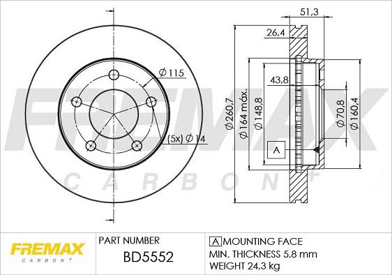 FREMAX BD-5552 - Гальмівний диск autozip.com.ua