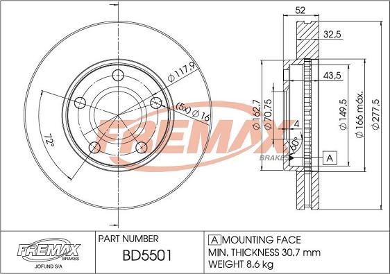 FREMAX BD-5501 - Гальмівний диск autozip.com.ua