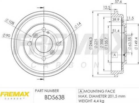 FREMAX BD-5638 - Гальмівний барабан autozip.com.ua