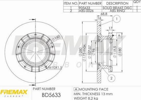 FREMAX BD-5633-KT - Гальмівний диск autozip.com.ua