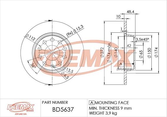 FREMAX BD-5637 - Гальмівний диск autozip.com.ua