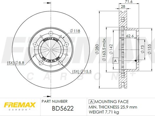 FREMAX BD-5622 - Гальмівний диск autozip.com.ua