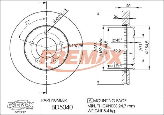 FREMAX BD-5040 - Гальмівний диск autozip.com.ua