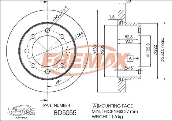 FREMAX BD-5055 - Гальмівний диск autozip.com.ua