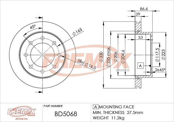 FREMAX BD-5068 - Гальмівний диск autozip.com.ua