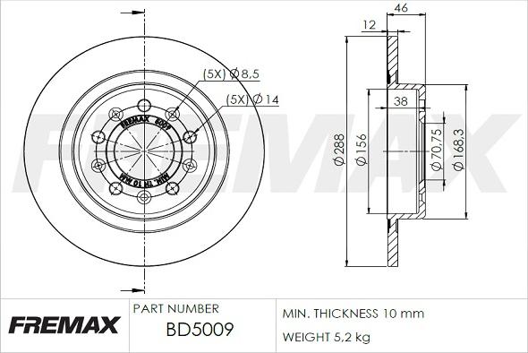 FREMAX BD-5009 - Гальмівний диск autozip.com.ua