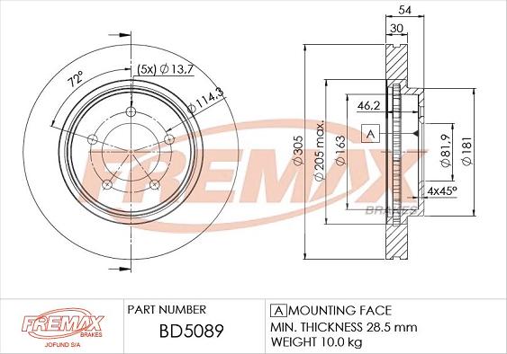 FREMAX BD-5089 - Гальмівний диск autozip.com.ua