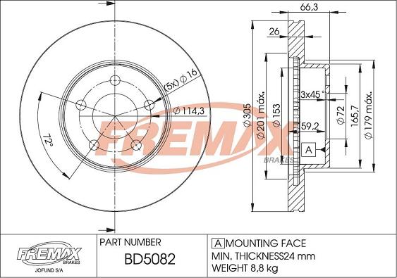 FREMAX BD-5082 - Гальмівний диск autozip.com.ua